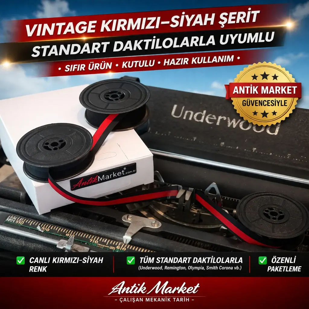 Daktilo şeridi Her daktiloya uyar 2 renk Kırmızı siyah yada sadece Siyah