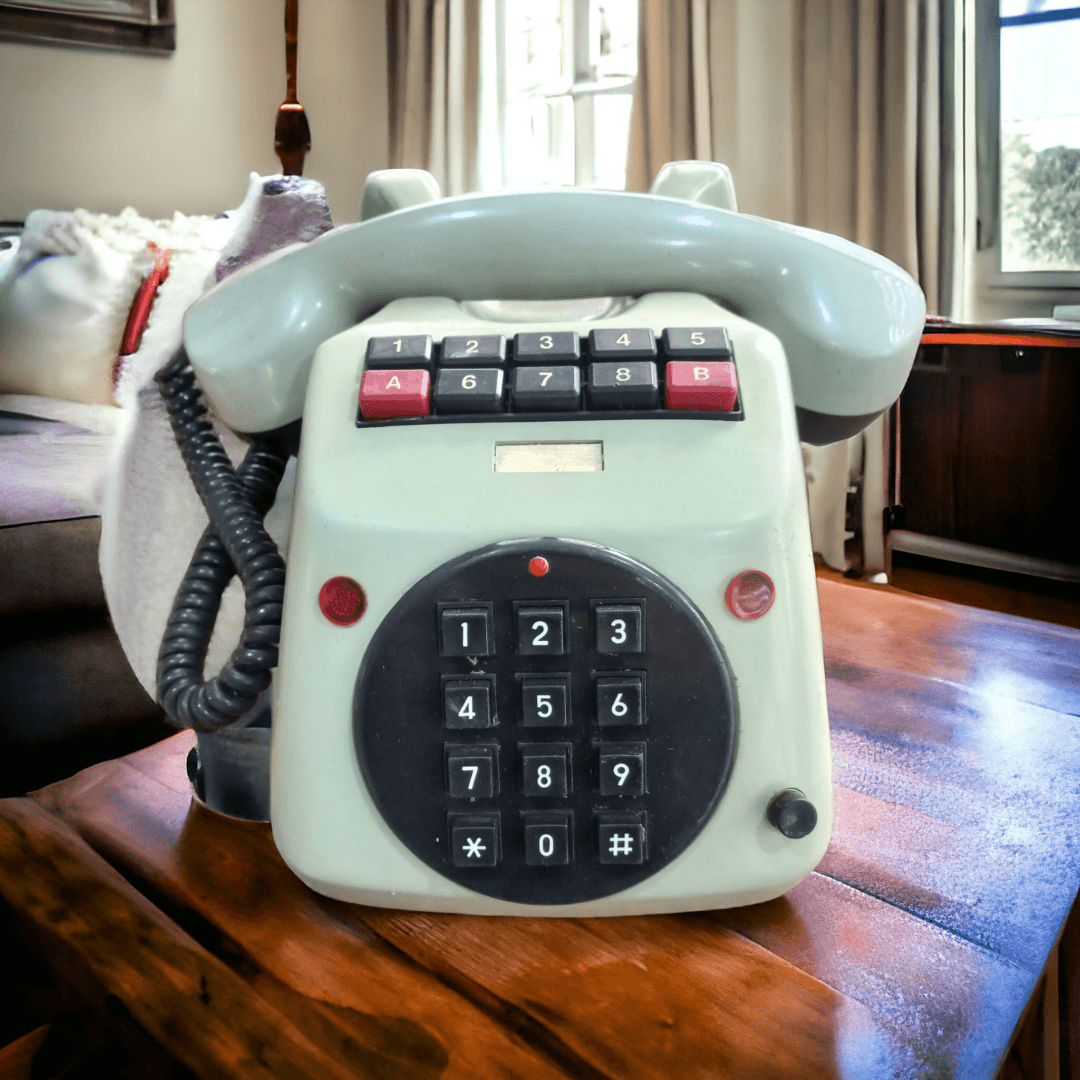 Dekorluk tuşlu santralli yeşil telefon