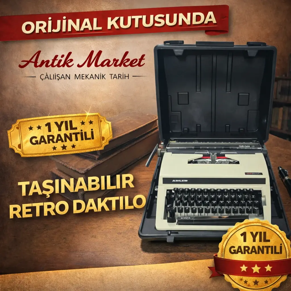 ADLER Gabriele 1980 Model – 1 Yıl Garantili – Faturalı – Bakımları Yapılmış Antika Daktilo