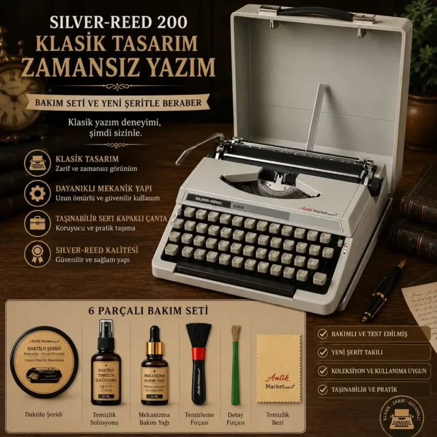 Silver Reed Daktilo 1 yıl garantili 6 parça bakım ürünü ile