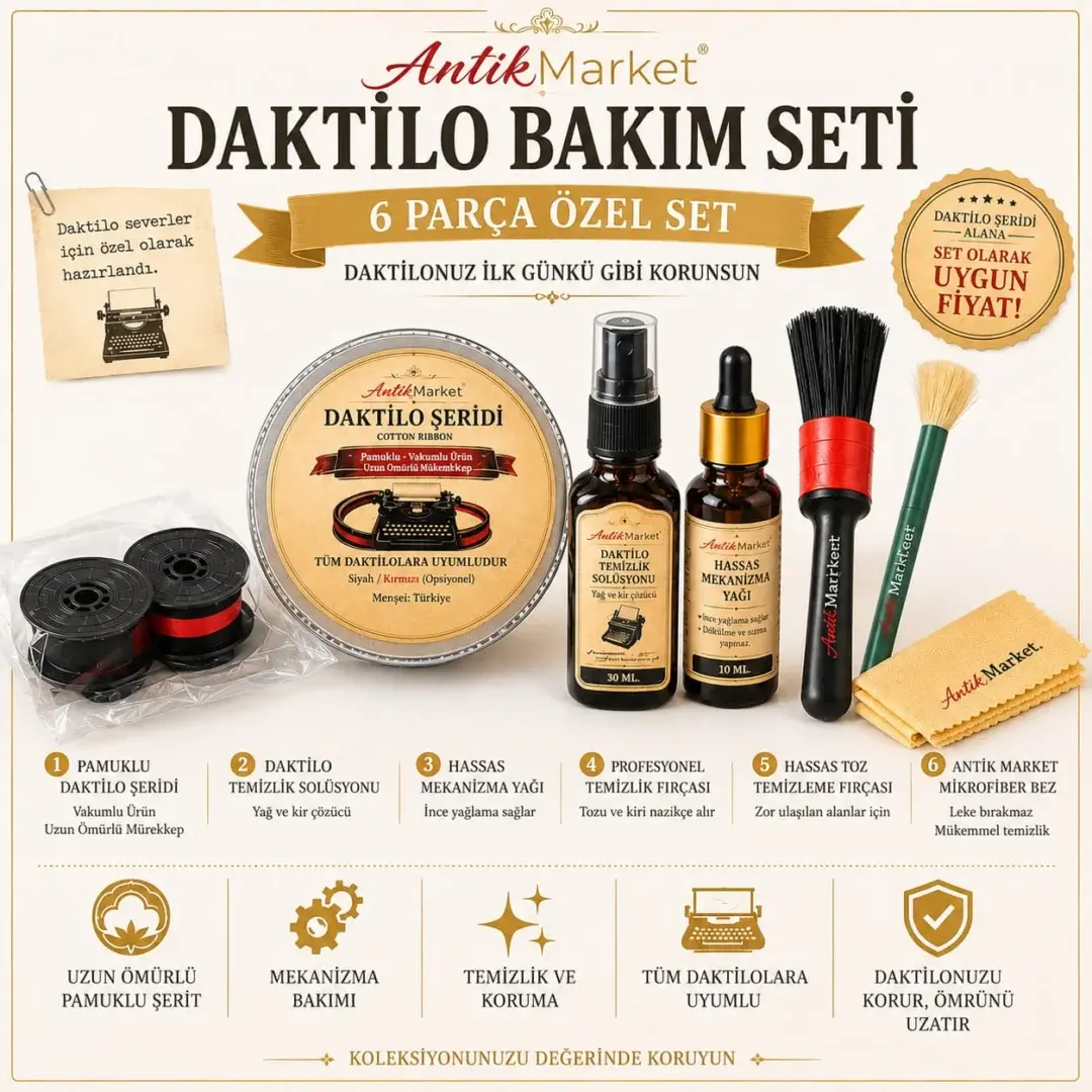 Daktilo Şeridi ve Bakım Seti 6 parça -KAMPANYADA